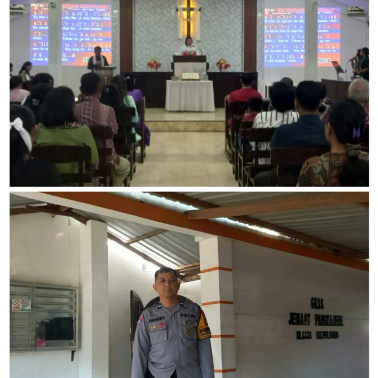 Bhabinkamtibmas Polsek Pangkajene Berikan Pengamanan Ibadah di Gereja GKSS Mappatuwo