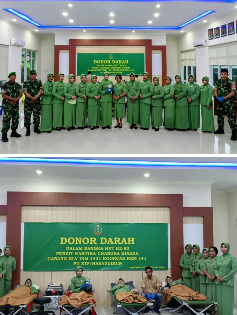 HUT Ke-80 Persit KCK, Ribuan Tetra Darah Dihimpun dalam Donor Darah di Pangkep