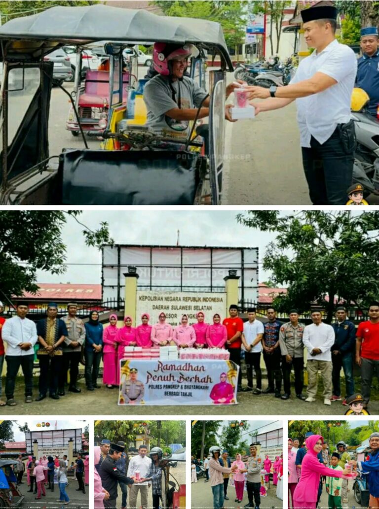WAKAPOLRES DAN KASAT NARKOBA PANGKEP BAGIKAN TAKJIL RAMADAN BERSAMA MASYARAKAT PERANGI NARKOBA