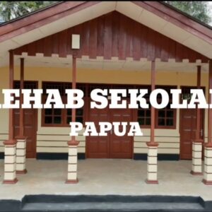 Presiden RI bersama KASAD Renovasi Sekolah di SD Negeri Bade di Kampung mememu, Distrik Edera Kabupaten Mappi melalui Satgas Yonif 123/Rajawali