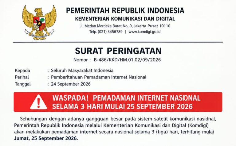Kemenkomdigi Tegaskan Isu Pemadaman Internet Nasional 25–27 September 2026 Adalah Hoaks